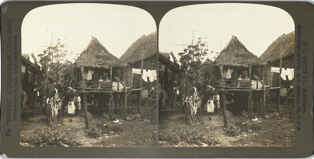 Home Life of the Filipinos in their Thatched Huts, Philippine Islands.